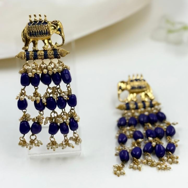 Vibrant Elephant Earrings (Blue)