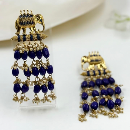 Vibrant Elephant Earrings (Blue)