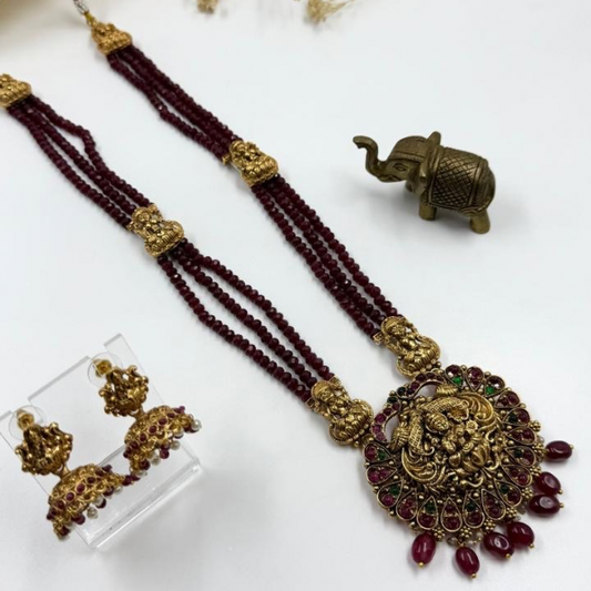 Ruby Beads Lakshmi Temple Set - Royal Jewellery 1