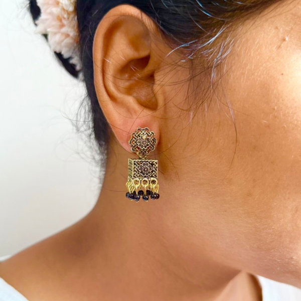 Mystic Black Jhumka Earrings