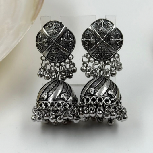 Mehefil Jamm Jaaye Oxidised Silver Earring Combo