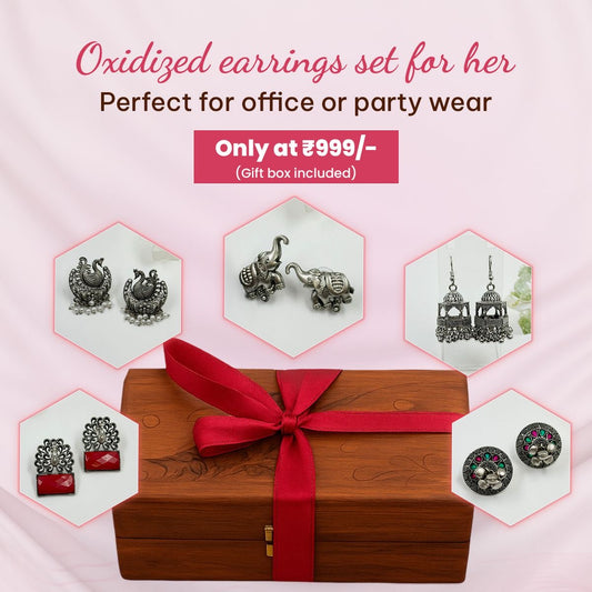 Oxidized Charm Earring Set – 5 Styles in 1 Box