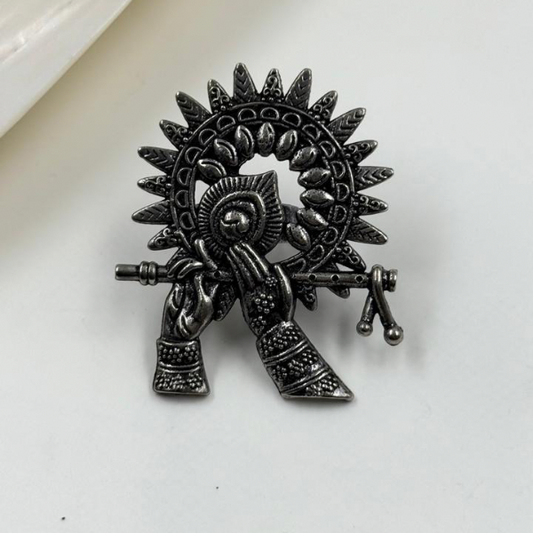 Antique Silver Krishna Flute Ring