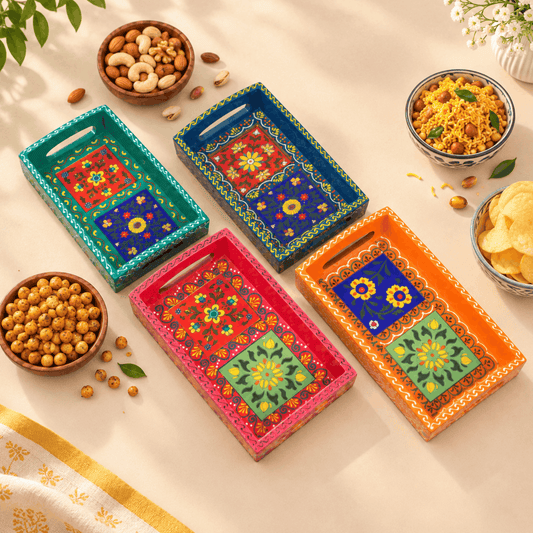 Wooden Handpainted Small Size Serving Trays