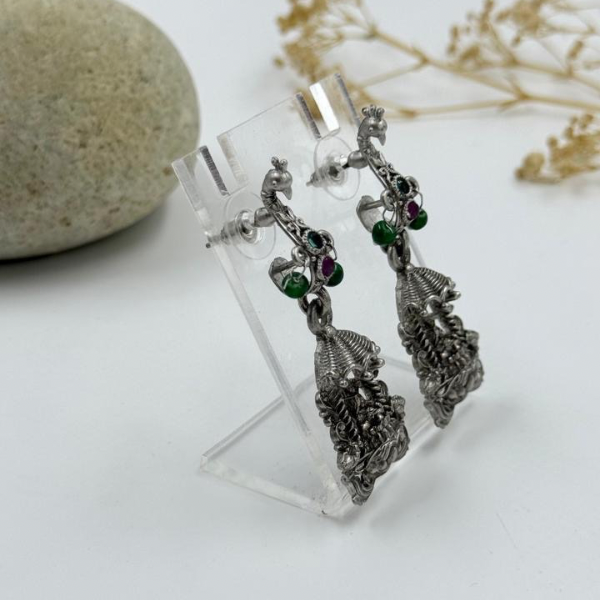 Antique Temple Jhumkas Earrings with Gemstone Accents