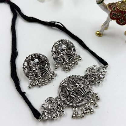 Radha Krishna Enchant – Oxidized Silver Choker
