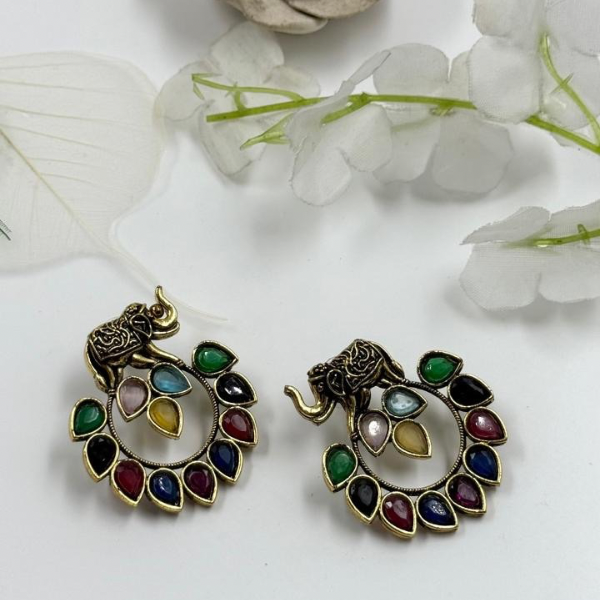 Royal Elephant Earrings Adorned With Stunning Stones 2