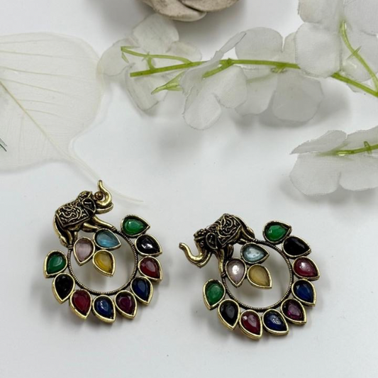 Royal Elephant Earrings Adorned With Stunning Stones 2