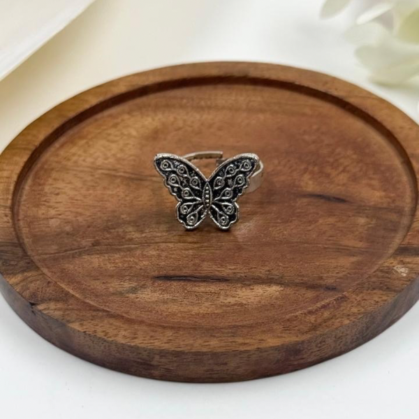Filigree Flutter Oxidized Butterfly Ring