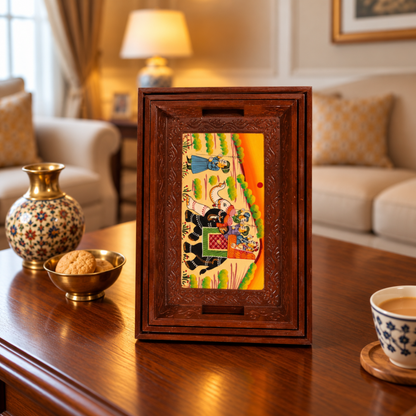 Elephant Printed Rajasthani Design Wooden Serving Tray - Set of 3