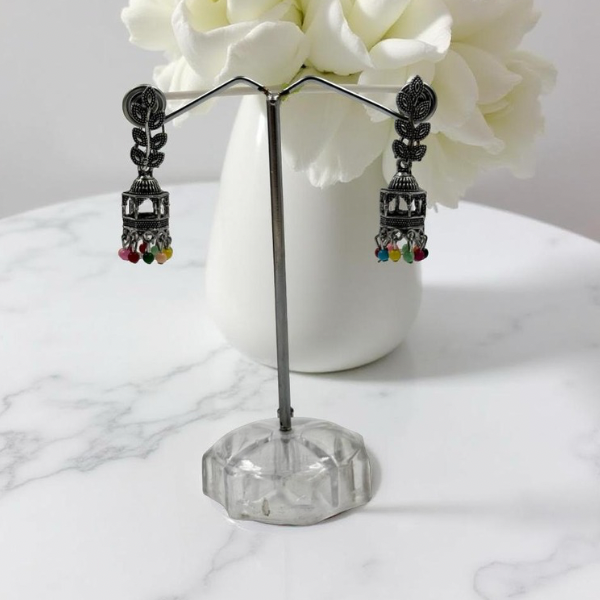 Designer Jhumka Earrings With Leaf Motif