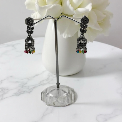 Designer Jhumka Earrings With Leaf Motif