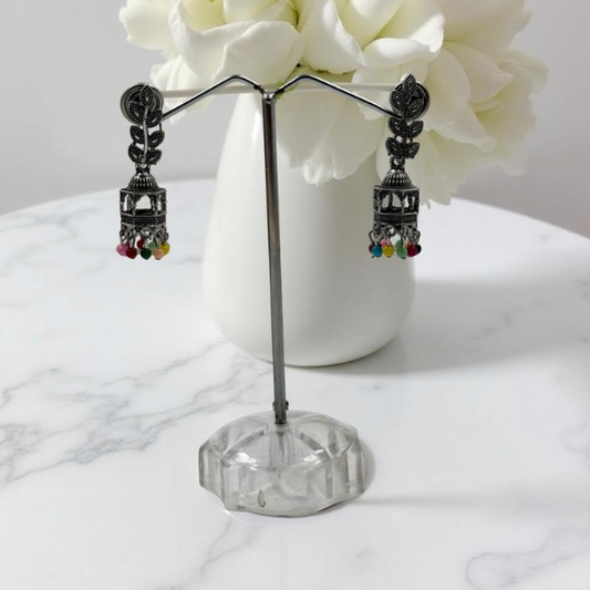 Designer Jhumka Earrings With Leaf Motif
