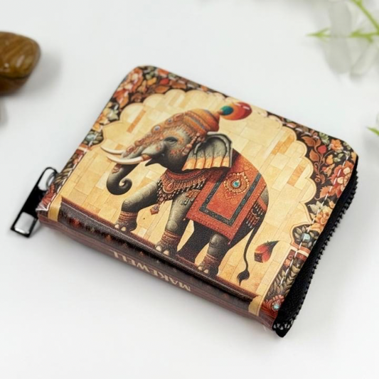 Royal Elephant Beige Leather Wallet