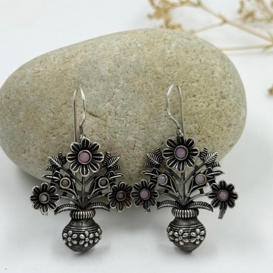 Flower Basket motif drop Earrings