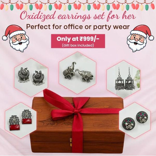 Silver Bell Christmas Earrings Gift Box