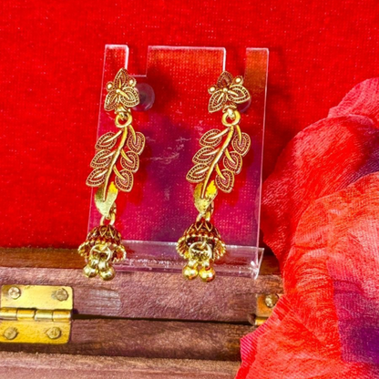 Golden Leaflet Dangle Earrings