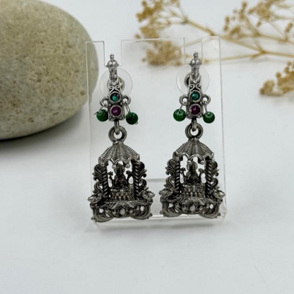 Antique Temple Jhumkas Earrings with Gemstone Accents