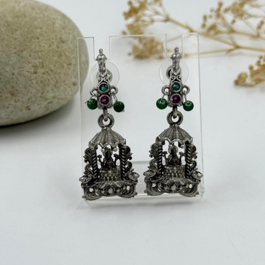 Antique Temple Jhumkas Earrings with Gemstone Accents