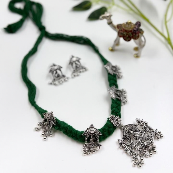 The Royal Green Dholi Necklace Set – Boho Tribal Elegance