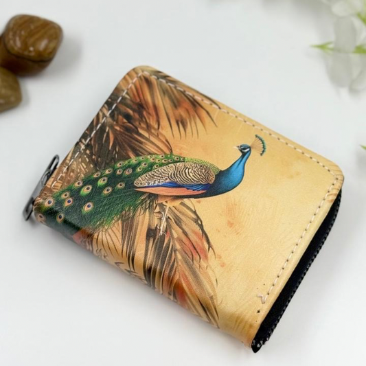 Peacock Grace Golden Beige Wallet