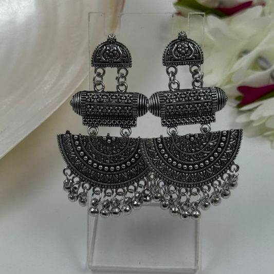 Heritage Oxidised Silver Dome Earrings