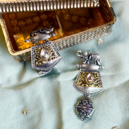 The Elephant Shaped Earrings with Geometric Pattern