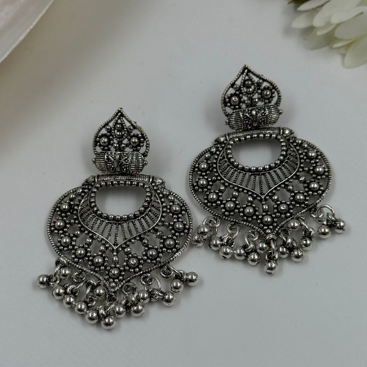 Royal Charm Oxidised Dangler Earrings