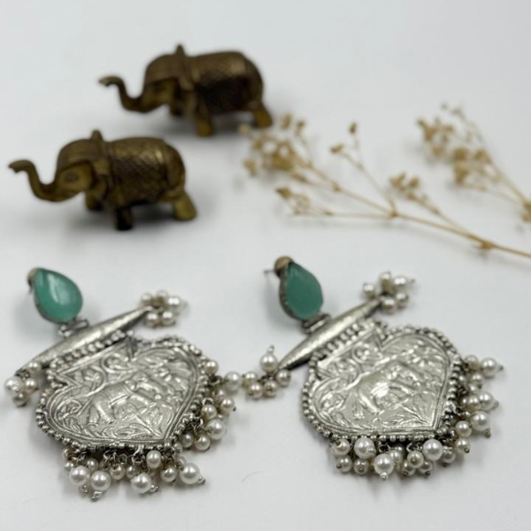 Regal Elephant Silver Jhumkas