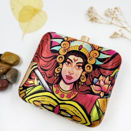 The Sacred Durga Ma Printed Clutch