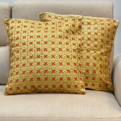 Elegant Geometric Pattern Cushion Covers - Traditional Charm with Modern Twist