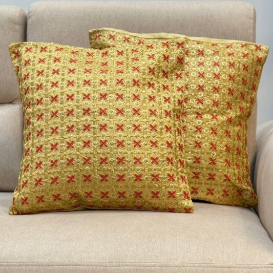 Elegant Geometric Pattern Cushion Covers - Traditional Charm with Modern Twist