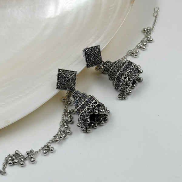 Mehefil Jamm Jaaye Oxidised Silver Earring Combo