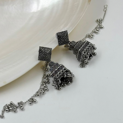 Mehefil Jamm Jaaye Oxidised Silver Earring Combo