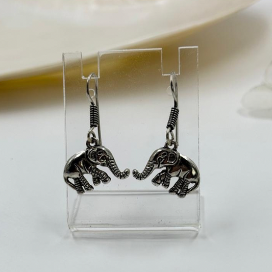Sterling Silver Elephant Drop Earring