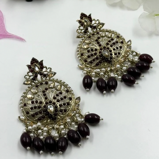 Dreamy Peacock Chandbali - Black