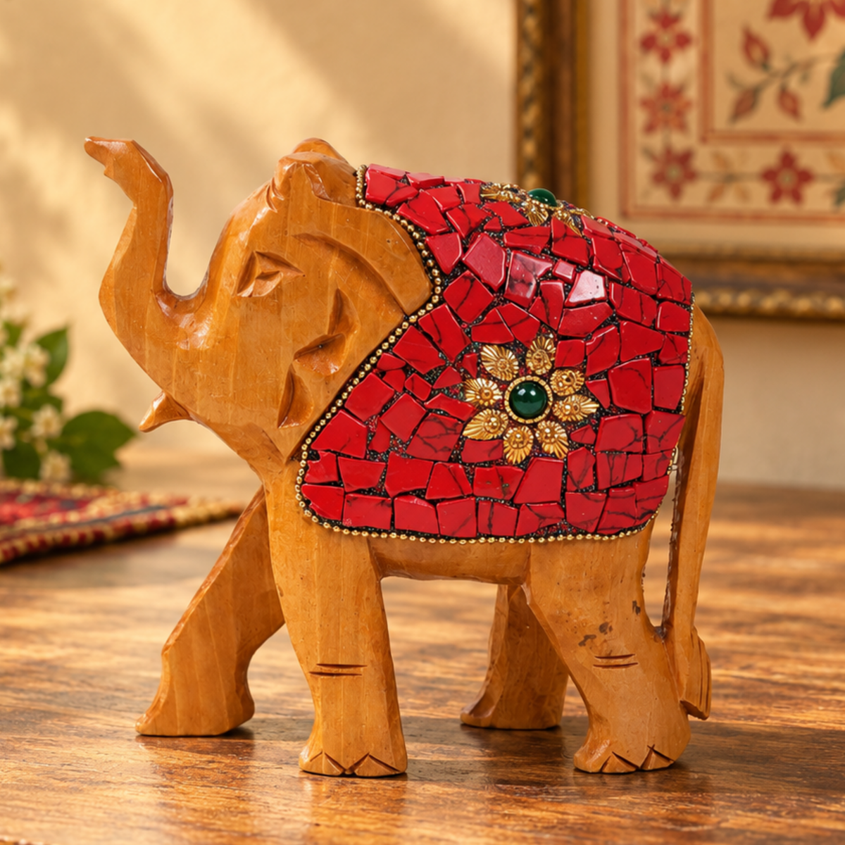 Wooden Elephants Set of 4 for Rajasthani Decor