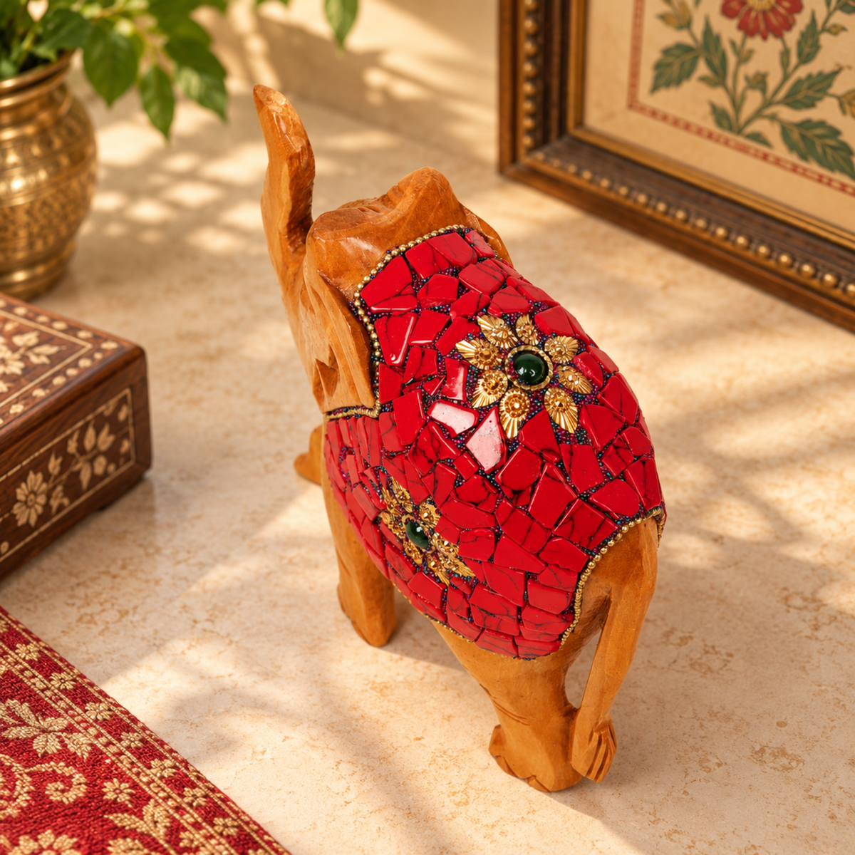 Wooden Elephants Set of 4 for Rajasthani Decor
