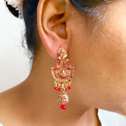 Modest Red Dangler Earrings