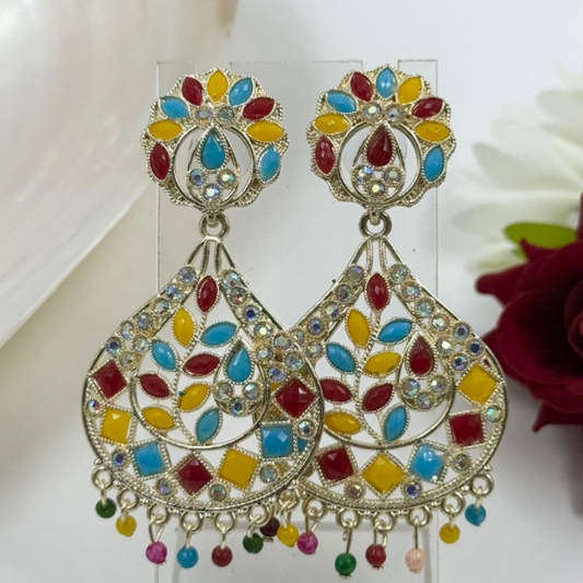 Carnival Chic: Statement Multi-Color Enamel & Crystal Drop Earrings