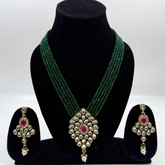 Emerald Dream Kundan Pendant Set