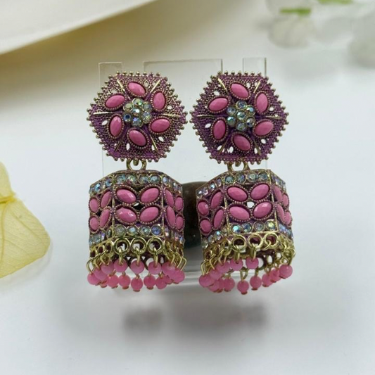 Gulaabo Glaze: Candy Pink Jhumka Earrings