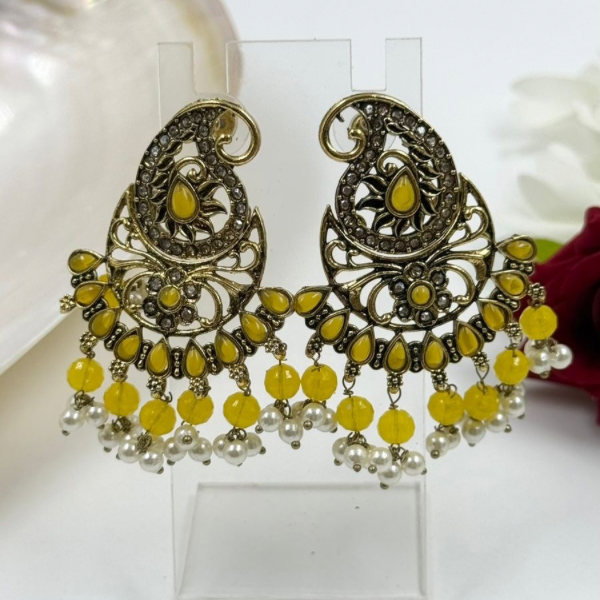 Golden Sunshine: Antique Finish & Yellow Dangler Earrings