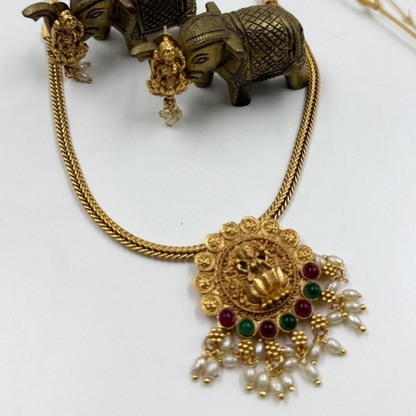 Ruby Red with Emerald Green Divine Necklace Set