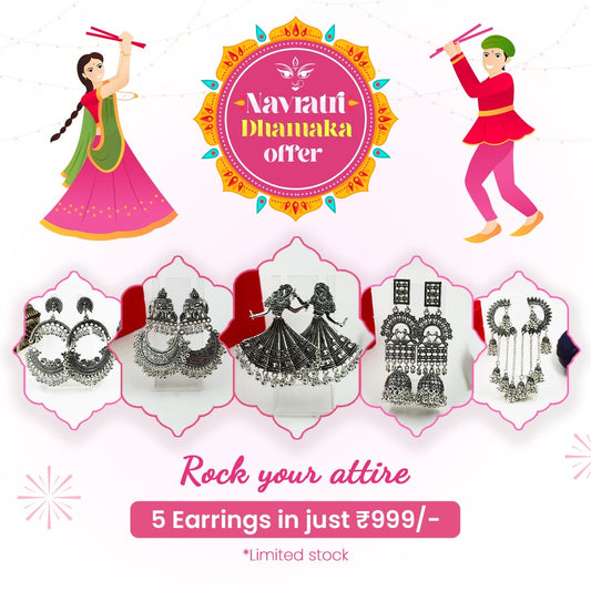 Navratri Dhamaka Oxidized Earring Set – 5 in 1