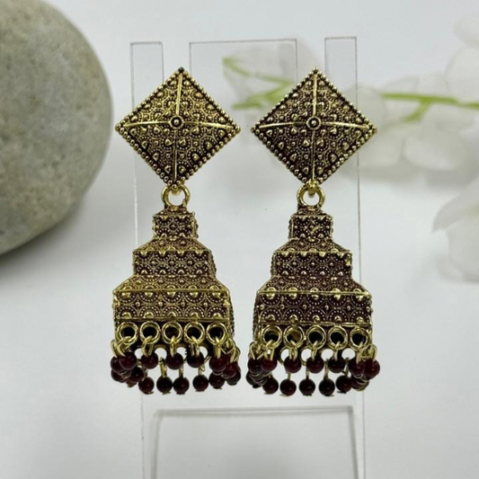 Temple Charm Oxidised Earrings