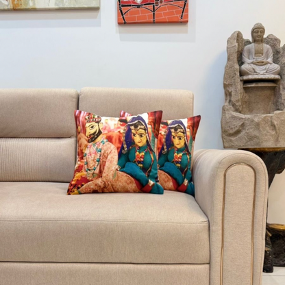 Cultural Splendor: Indian Puppet Design Cushion Covers