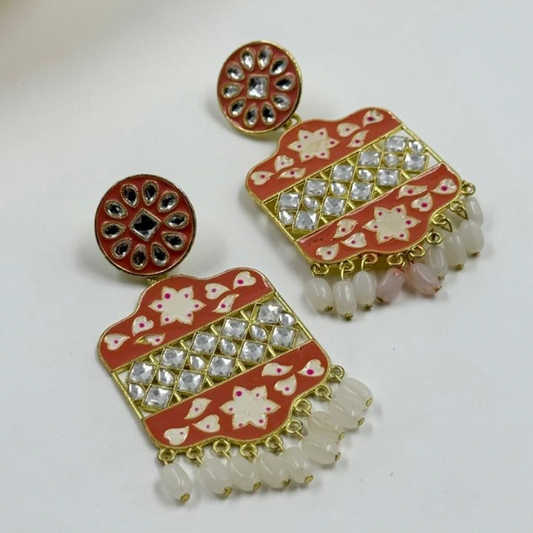 Orange Bloom Traditional Earrings