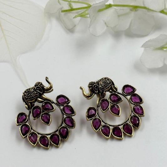Royal Elephant Earrings Adorned With Stunning Stones 1