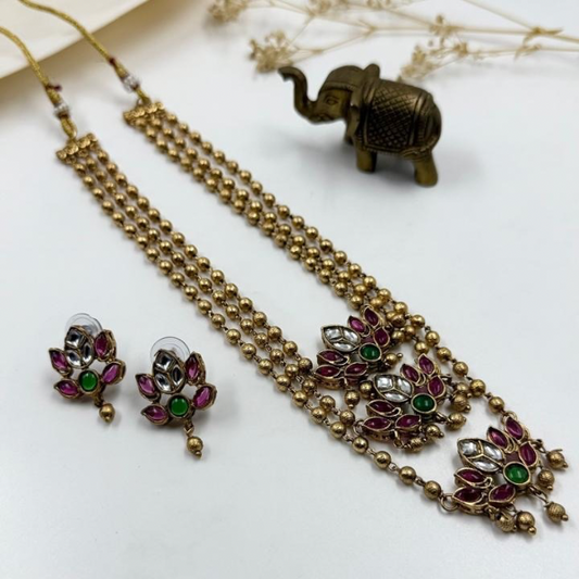Triple Layered Kundan Necklace Set
